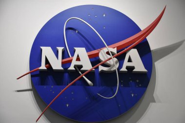Houston, Tx - Nis 19: Nasa Nisan'da Houston Texas Uzay Merkezi'nde işareti 19 2019. Onun bir bilim ve uzay öğrenme merkezi, Nasa Johnson Uzay Merkezi resmi ziyaretçi merkezi ve Smithsonian müzesi.