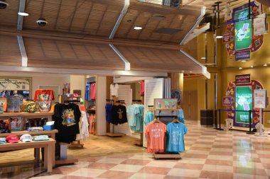 ATLANTIC CITY, NJ - 19 Mayıs 2019 'da New Jersey Atlantic City Boardwalk' ta Jimmy Buffetts Margaritaville görüldü. Atlantic City kuzeydoğuda kumarhaneleri, sahil yolları ve plajlarıyla bilinen bir tatil beldesidir..