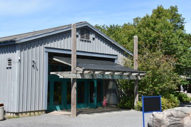 NEWPORT, OR - 9 Haziran 2019 'da görüldüğü üzere Oregon Sahil Akvaryumu Newport, Oregon.