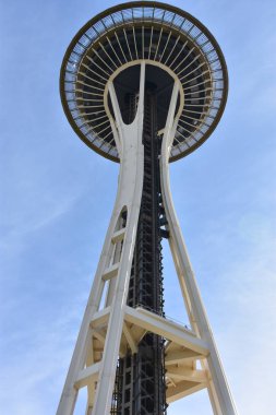 Seattle, Wa Jun 12: Space Needle Seattle, Washington, Haziran'da 12, 2019. Gözlem kulesi Seattle Merkezi'nde 1962 Dünya Fuarı için inşa edilmiş ve 2.3 milyondan fazla ziyaretçi çekti.