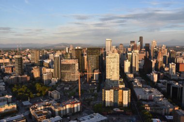 Seattle, Wa - Haz 12: Seattle Space Needle de Gözlem Güvertesinden Seattle Havadan Görünümü, Washington, Haziran'da görüldüğü gibi 12, 2019.