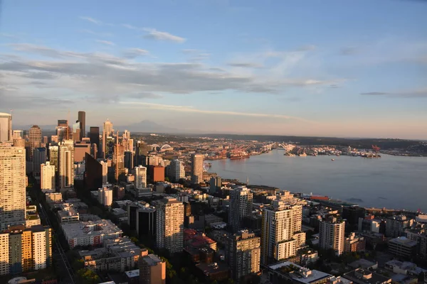 Seattle Července 2019 Letecký Pohled Space Needle Seattlu Washingtonu Rozhledna — Stock fotografie