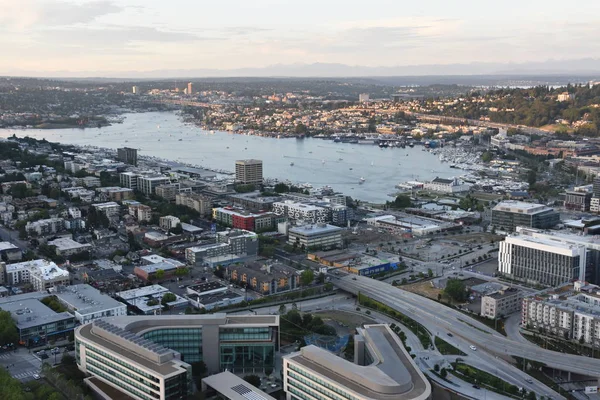 Seattle Července 2019 Letecký Pohled Space Needle Seattlu Washingtonu Rozhledna — Stock fotografie