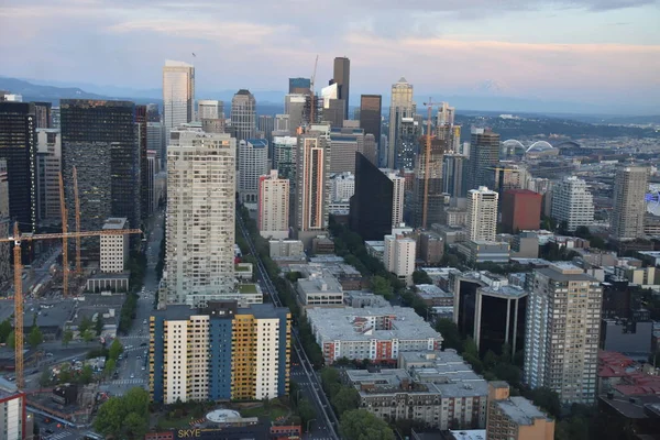 Seattle Haz Seattle Space Needle Gözlem Güvertesinden Seattle Havadan Görünümü — Stok fotoğraf