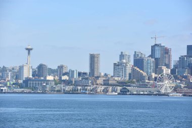 SEATTLE, WA - 14 Haziran 2019 'da Washington eyaletindeki Seattle siluetinin görüntüsü.
