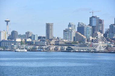 SEATTLE, WA - 14 Haziran 2019 'da Washington eyaletindeki Seattle siluetinin görüntüsü.