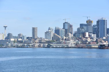 SEATTLE, WA - 14 Haziran 2019 'da Washington eyaletindeki Seattle siluetinin görüntüsü.