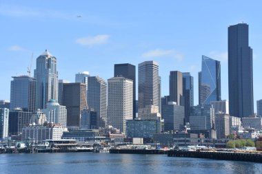 SEATTLE, WA - 14 Haziran 2019 'da Washington eyaletindeki Seattle siluetinin görüntüsü.