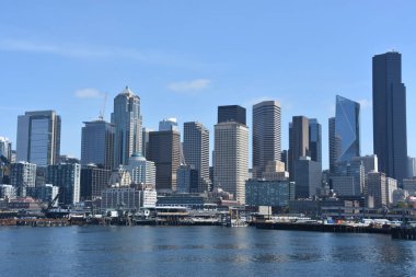 SEATTLE, WA - 14 Haziran 2019 'da Washington eyaletindeki Seattle siluetinin görüntüsü.