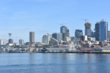 SEATTLE, WA - 14 Haziran 2019 'da Washington eyaletindeki Seattle siluetinin görüntüsü.