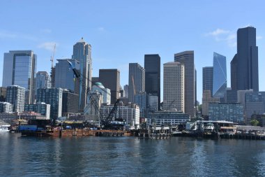 SEATTLE, WA - 14 Haziran 2019 'da Washington eyaletindeki Seattle siluetinin görüntüsü.