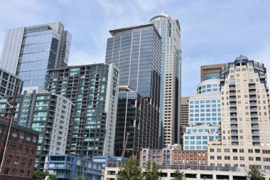 SEATTLE, WA - 14 Haziran 2019 'da Washington eyaletindeki Seattle siluetinin görüntüsü.