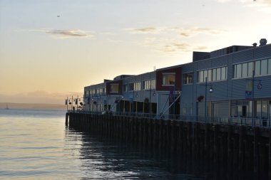 SEATTLE, WA - 13 Haziran 2023 'te Seattle, Washington' daki rıhtım manzarası.
