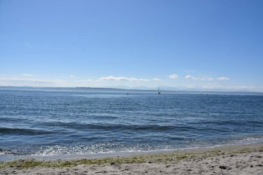 SEATTLE, WA - 15 Haziran 2018 'de Seattle, Washington' daki Golden Gardens Park 'tan görüntü.