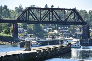 Seattle, Wa - Jul 15: Hiram M. Chittenden Locks (Ballard Locks) Seattle, Washington, 15 Temmuz 2019 tarihinde görüldüğü gibi. Bu Seattle, Washington Gölü Washington Gemi Kanalı, Salmon Bay batı ucunda kilitleri bir komplekstir.