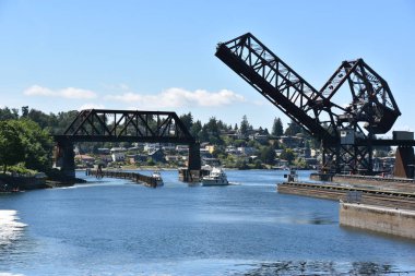 Seattle, Wa - Jul 15: Hiram M. Chittenden Locks (Ballard Locks) Seattle, Washington, 15 Temmuz 2019 tarihinde görüldüğü gibi. Bu Seattle, Washington Gölü Washington Gemi Kanalı, Salmon Bay batı ucunda kilitleri bir komplekstir.