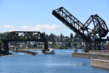Seattle, Wa - Jul 15: Hiram M. Chittenden Locks (Ballard Locks) Seattle, Washington, 15 Temmuz 2019 tarihinde görüldüğü gibi. Bu Seattle, Washington Gölü Washington Gemi Kanalı, Salmon Bay batı ucunda kilitleri bir komplekstir.