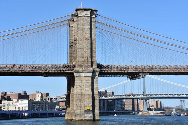 NEW YORK, NY - JUN 30: Brooklyn Bridge in New York City, seen on June 30, 2019.