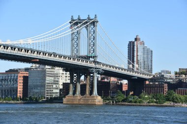 New York, Ny - Haz 30: Manhattan Köprüsü New York'ta, 30 Haziran 2019 tarihinde görüldü. New York'ta East River'ı geçen ve Aşağı Manhattan'ı Downtown Brooklyn'e bağlayan bir asma köprüdür..