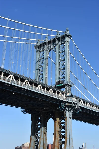 6月30日 曼哈顿桥在纽约市 看到6月30日 2019年 是一座横跨纽约市东河的吊桥 连接曼哈顿下城和布鲁克林市中心 — 图库照片