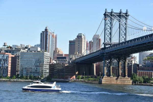 New York Jun Manhattan Bridge New York City Vista Junho — Fotografia de Stock