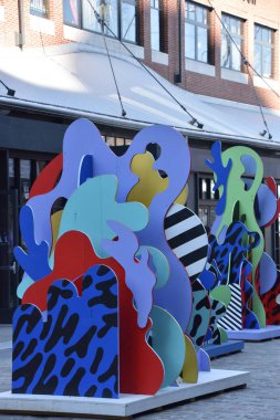 New York, Ny - Haz 23: Wade ve Leta tarafından Seascape Sculpture at Seaport District in Manhattan, New York, 23 Haziran 2019 tarihinde görüldüğü gibi.