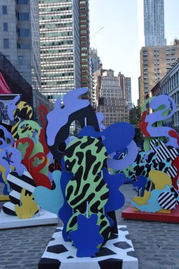 New York, Ny - Haz 23: Wade ve Leta tarafından Seascape Sculpture at Seaport District in Manhattan, New York, 23 Haziran 2019 tarihinde görüldüğü gibi.