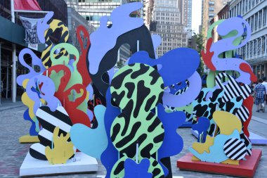 New York, Ny - Haz 23: Wade ve Leta tarafından Seascape Sculpture at Seaport District in Manhattan, New York, 23 Haziran 2019 tarihinde görüldüğü gibi.