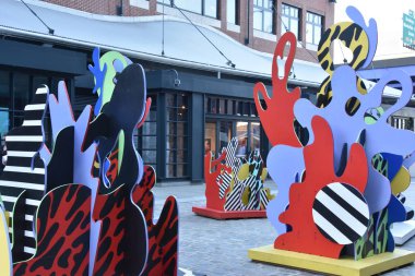 New York, Ny - Haz 23: Wade ve Leta tarafından Seascape Sculpture at Seaport District in Manhattan, New York, 23 Haziran 2019 tarihinde görüldüğü gibi.