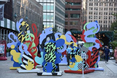 New York, Ny - Haz 23: Wade ve Leta tarafından Seascape Sculpture at Seaport District in Manhattan, New York, 23 Haziran 2019 tarihinde görüldüğü gibi.