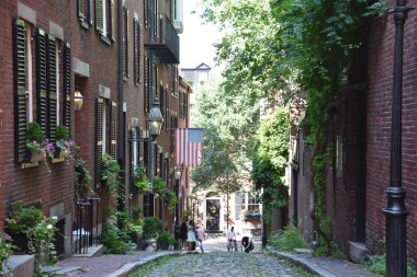 Boston, Massachusetts - 28 Temmuz 2019 'da Boston, Massachusetts' te Acorn Sokağı.
