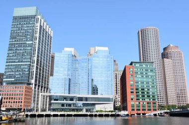BOSTON, MA - 28 Temmuz 2019 'da Boston, Massachusetts' te görülen liman.