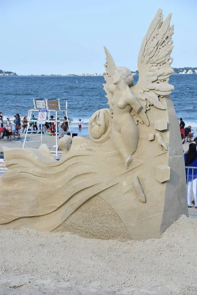 Revere Beach Července 2019 Mezinárodním Festivalu Sochařství Písku Massachusetts Revere — Stock fotografie