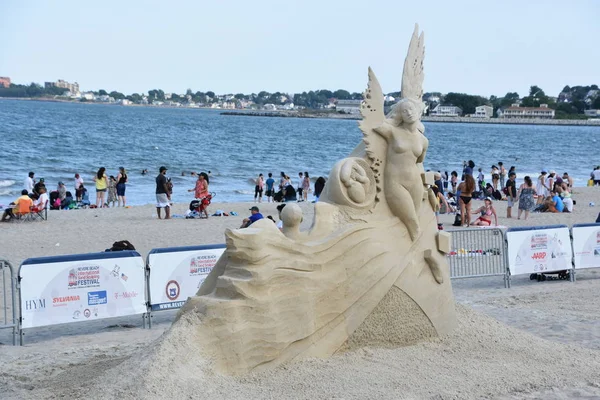 Revere Beach Července 2019 Mezinárodním Festivalu Sochařství Písku Massachusetts Revere — Stock fotografie