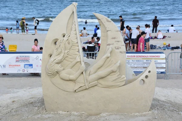 Revere Beach Července 2019 Mezinárodním Festivalu Sochařství Písku Massachusetts Revere — Stock fotografie