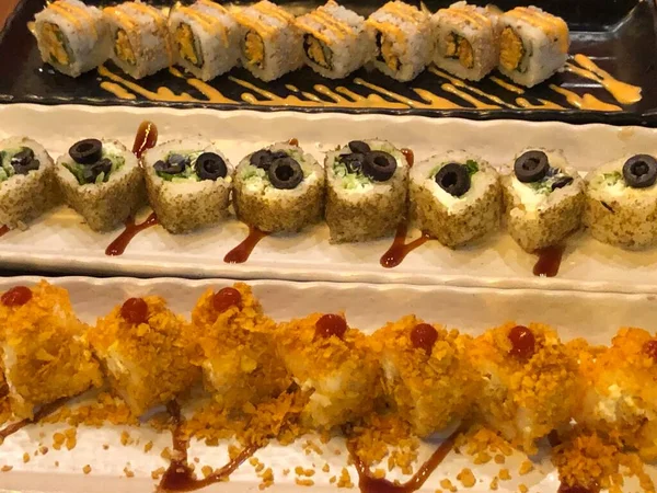 Rolos Sushi Deliciosos Coloridos — Fotografia de Stock