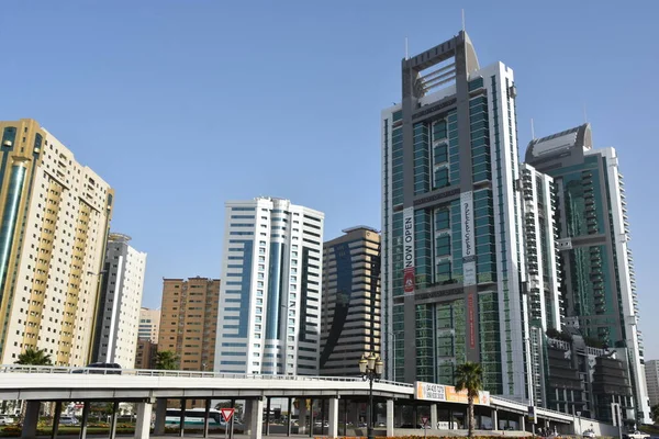 Sharjah Eae Feb Felhőkarcolók Sharjah Ban Egyesült Arab Emírségek Amint — Stock Fotó