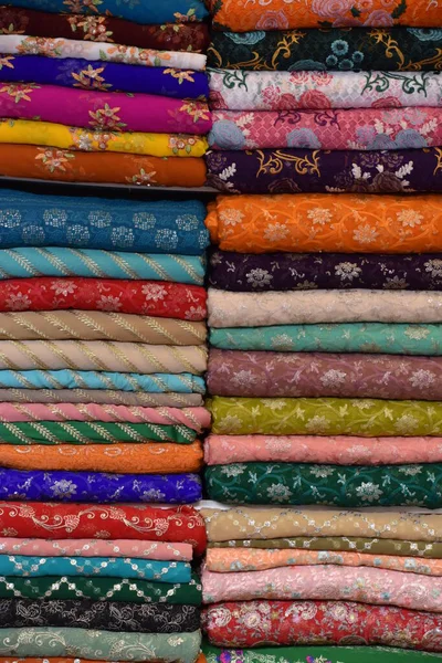 Stacks Beautiful Colorful Embroidered Cloth — Stock Photo, Image