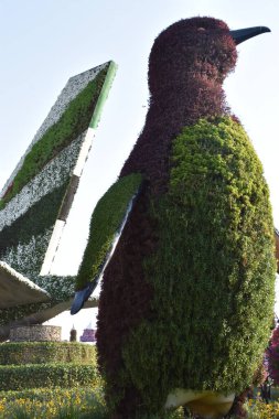 DUBAI, BAE - 20 Şubat 2020 'de Dubai Mucize Bahçesi' nde görüldüğü gibi. Bahçede 45 milyondan fazla çiçek var..