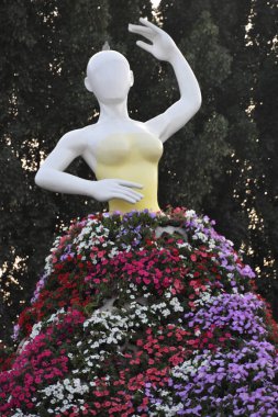 DUBAI, BAE - 20 Şubat 2020 'de Dubai Mucize Bahçesi' nde görüldüğü gibi. Bahçede 45 milyondan fazla çiçek var..