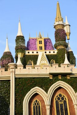 DUBAI, BAE - 20 Şubat 2020 'de Dubai Mucize Bahçesi' nde görüldüğü gibi. Bahçede 45 milyondan fazla çiçek var..