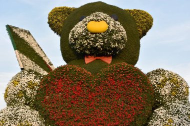 DUBAI, BAE - 20 Şubat 2020 'de Dubai Mucize Bahçesi' nde görüldüğü gibi. Bahçede 45 milyondan fazla çiçek var..