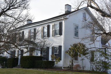 NEW CANAAN CT - 27 Mart 2022 'de görüldüğü üzere Connecticut' taki New Canaan Tarih Topluluğu.