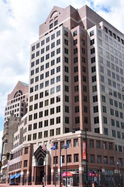 HARTFORD, CT - 10 Mayıs 2019 'da görüldüğü gibi Hartford, Connecticut şehir merkezi..