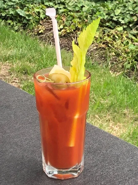 Bloody Mary Drink Bij Brunch — Stockfoto