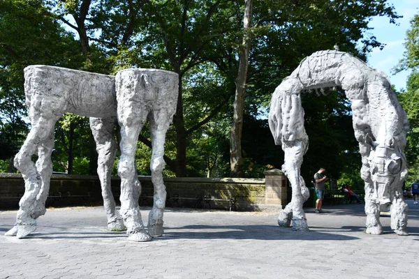 Nova Iorque Jul Escultura Cavalos Jean Marie Appriou Entrada Central — Fotografia de Stock