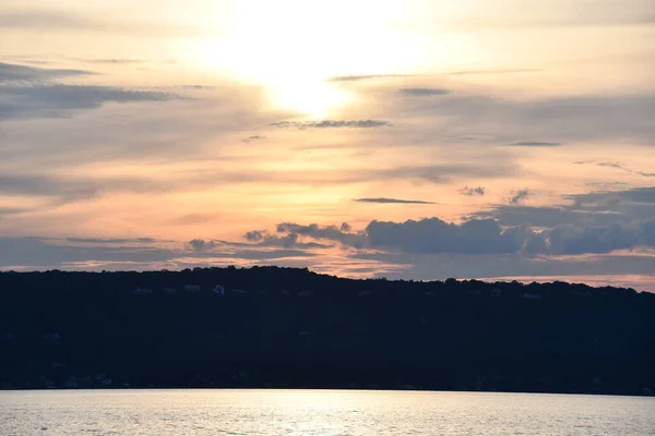 Захід Сонця Над Річкою Гудзон — стокове фото