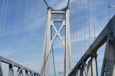 POUGHKEEPSIE, NY - 26 Temmuz 2020 'de Poughkeepsie, New York' ta görülen Hudson Köprüsü.