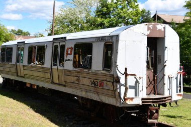 Port Authority Trans Hudson PA-1 No 'lu otomobil. 143, Kingston, New York 'taki Trolley Müzesi' nde 23 Ağustos 2020 'de görüldüğü gibi..