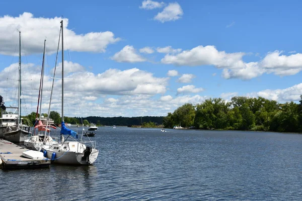 Kingston Aug Barcos Rio Hudson Kingston Nova York Como Visto — Fotografia de Stock